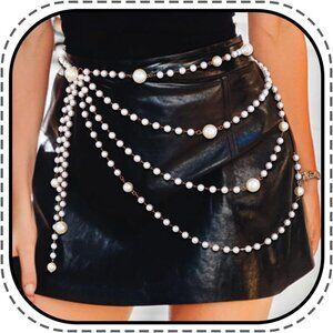Fashion Pearl Waist Chain White Body Accessories for Women